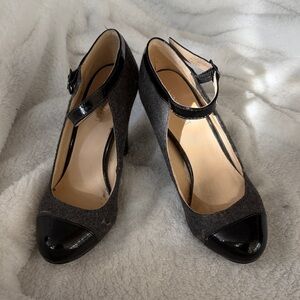 Nine West Black and Gray Mary Jane Heels